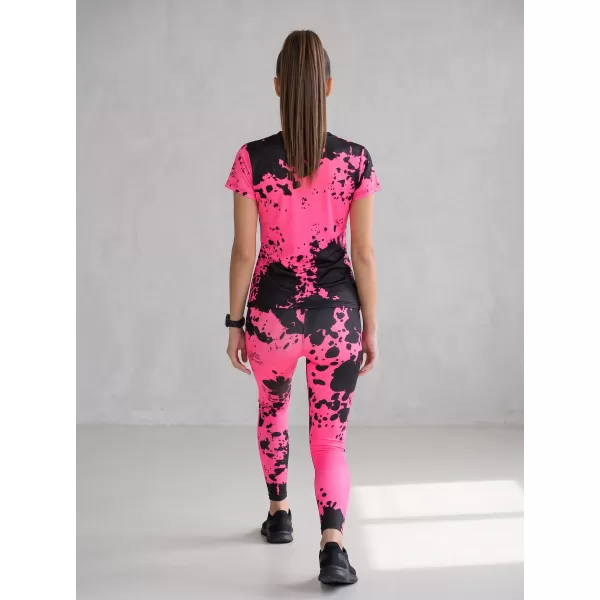  Dámske dlhé legíny premium ALTISPORT VOJ/ALW012LEG01 ČIERNA/RUŽOVÁ FLUO 