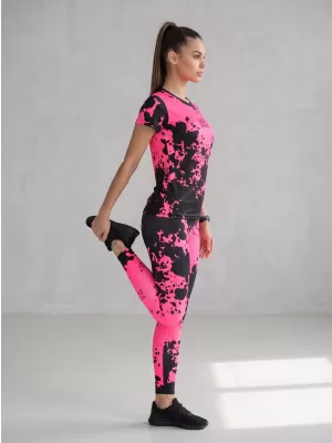 Dámske dlhé legíny premium ALTISPORT VOJ/ALW012LEG01 ČIERNA/RUŽOVÁ FLUO
