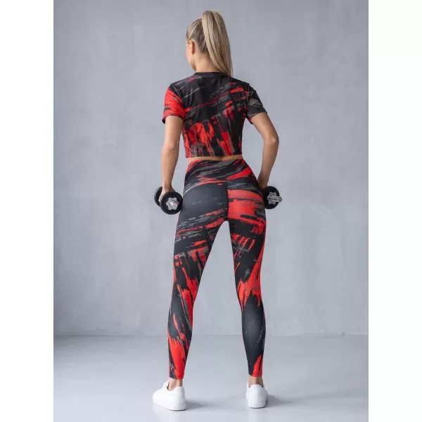  Dámske dlhé legíny premium ALTISPORT VOJ/ALW010LEG01 ČIERNOČERVENÁ 