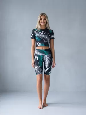 Dámske legíny nad kolená premium ALTISPORT VOJ/ALW001LEG02 ČIERNA/TYRKYSOVÁ