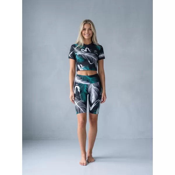  Dámske legíny nad kolená premium ALTISPORT VOJ/ALW001LEG02 ČIERNA/TYRKYSOVÁ 