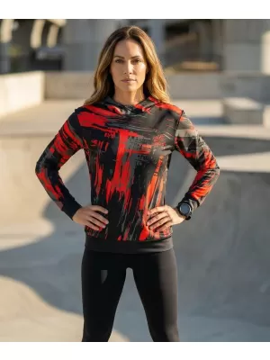 Dámska funkčná mikina premium ALTISPORT VOJ/ALW010MI01 ČIERNOČERVENÁ
