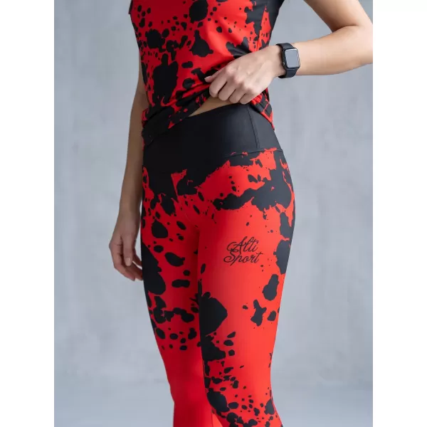  Dámske dlhé legíny premium ALTISPORT VOJ/ALW012LEG01 ČIERNA/ČERVENÁ 