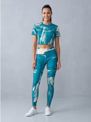 Dámske dlhé legíny premium ALTISPORT VOJ/ALW010LEG01 PETROLEJOVÁ/HNEDÁ
