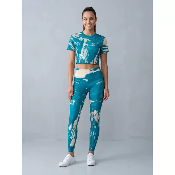 Dámske dlhé legíny premium ALTISPORT VOJ/ALW010LEG01 PETROLEJOVÁ/HNEDÁ 