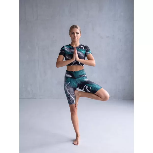  Dámske legíny nad kolená premium ALTISPORT VOJ/ALW001LEG02 ČIERNA/TYRKYSOVÁ 