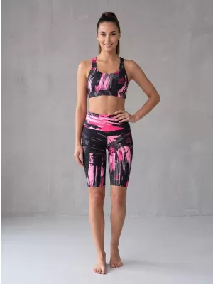Dámské legíny nad kolena premium ALTISPORT VOJ/ALW010LEG02 ČERNÁ/SVĚTLE RŮŽOVÁ