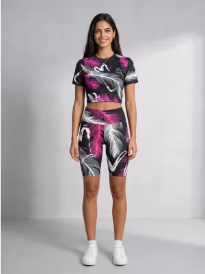 Dámske legíny nad kolená premium ALTISPORT VOJ/ALW001LEG02 ČIERNA/RUŽOVÁ