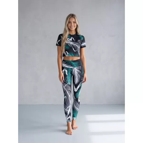  Dámske dlhé legíny premium ALTISPORT VOJ/ALW001LEG01 ČIERNA/TYRKYSOVÁ 