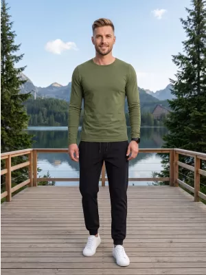 Pánske tričko s dlhým rukávom ALTISPORT NoPrint NP/ALM911 KHAKI