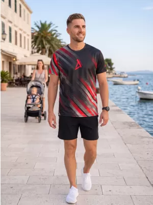 Pánske funkčné tričko premium ALTISPORT VOJ/ALM028TR01 ČIERNOČERVENÁ