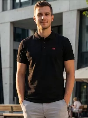 Pánske tričko KIXMI SPENCER ČIERNA/ČERVENÁ