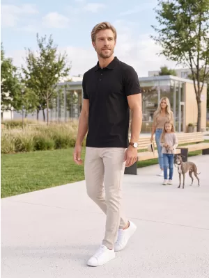 Pánske tričko s golierom ALTISPORT NoPrint NP/ALM302 čierna