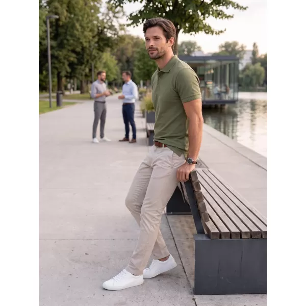  Pánske tričko s golierom ALTISPORT NoPrint NP/ALM302 KHAKI 