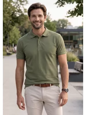 Pánske tričko s golierom ALTISPORT NoPrint NP/ALM302 KHAKI