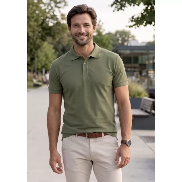  Pánske tričko s golierom ALTISPORT NoPrint NP/ALM302 KHAKI 