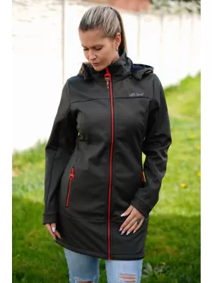 Dámsky softshellový kabát ALTISPORT CIARA KAKI/ČERVENÁ
