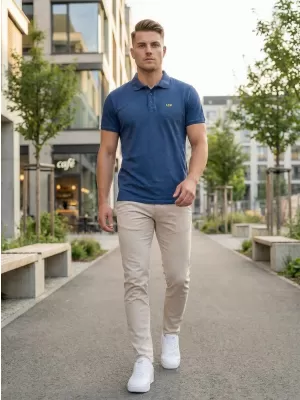 Pánske tričko KIXMI SPENCER TMAVO MODRÁ/ZELENÁ