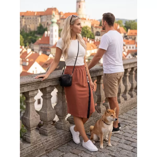  Dámska sukňa KIXMI SIBILA HNEDÁ/KRÉMOVÁ 