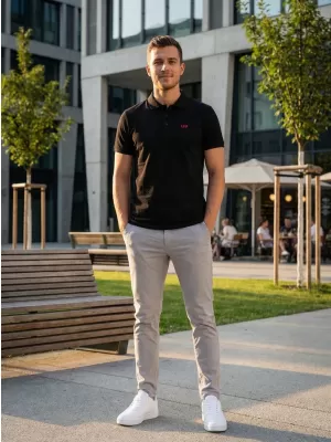 Pánske tričko KIXMI SPENCER ČIERNA/ČERVENÁ
