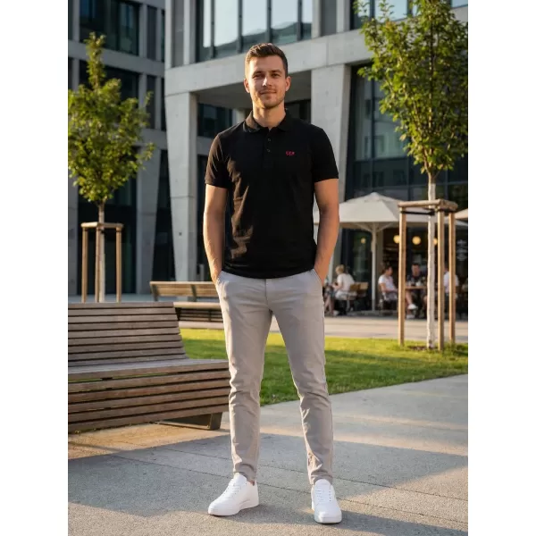  Pánske tričko KIXMI SPENCER ČIERNA/ČERVENÁ 