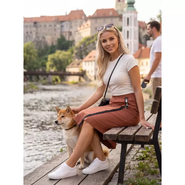  Dámska sukňa KIXMI SIBILA HNEDÁ/KRÉMOVÁ 
