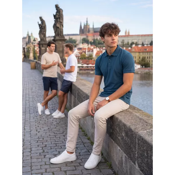  Pánske tričko s golierom ALTISPORT NoPrint NP/ALM302 NÁMORNÁ modrá 