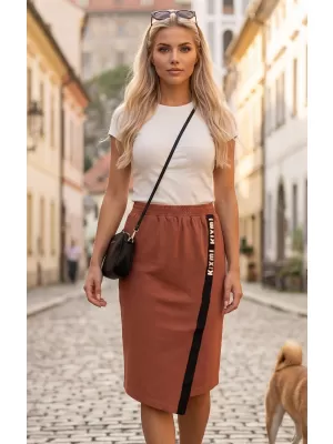 Dámska sukňa KIXMI SIBILA HNEDÁ/KRÉMOVÁ