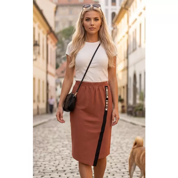  Dámska sukňa KIXMI SIBILA HNEDÁ/KRÉMOVÁ 