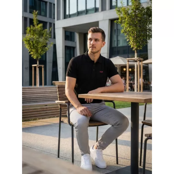  Pánske tričko KIXMI SPENCER ČIERNA/ČERVENÁ 