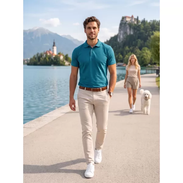  Pánske tričko s golierom ALTISPORT NoPrint NP/ALM302 TMAVÝ TYRKYS 