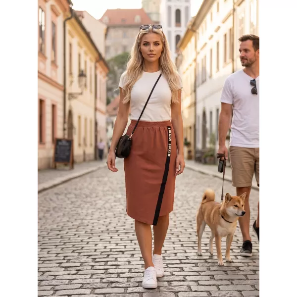  Dámska sukňa KIXMI SIBILA HNEDÁ/KRÉMOVÁ 