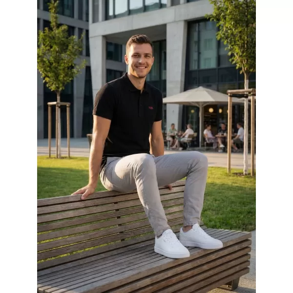  Pánske tričko KIXMI SPENCER ČIERNA/ČERVENÁ 