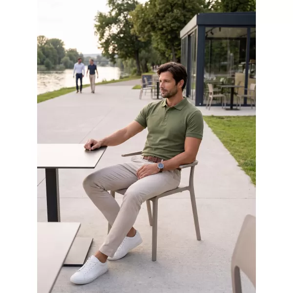  Pánske tričko s golierom ALTISPORT NoPrint NP/ALM302 KHAKI 