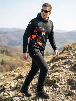 Pánska funkčná mikina premium ALTISPORT VOJ/ALM029MI01 ČIERNOORANŽOVÁ