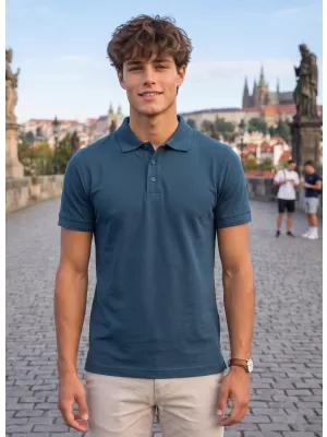 Pánske tričko s golierom ALTISPORT NoPrint NP/ALM302 NÁMORNÁ modrá