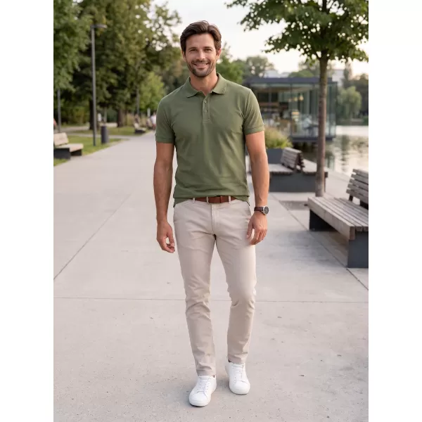  Pánske tričko s golierom ALTISPORT NoPrint NP/ALM302 KHAKI 