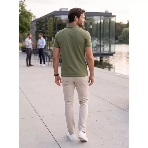 Pánske tričko s golierom ALTISPORT NoPrint NP/ALM302 KHAKI 