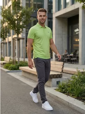Pánske tričko KIXMI SPENCER ZELENÁ/MODRÁ