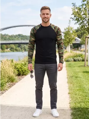 Pánske tričko s dlhým rukávom ALTISPORT NoPrint NP/ALM661 CAMOUFLAGE BROWN