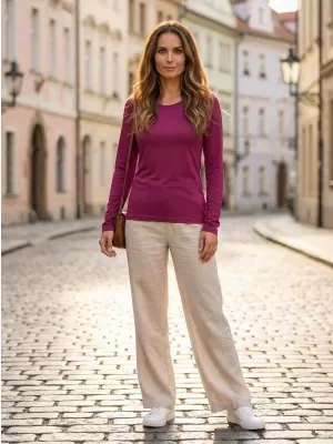 Dámske tričko s dlhým rukávom ALTISPORT NoPrint NP/ALW931 FUCHSIOVÁ