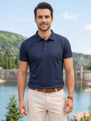 Pánske trikos golierom ALTISPORT NoPrint NP/ALM712 NÁMORNÁ modrá