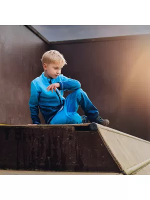 Detská fleecová mikina WAMU MOZAIKA MODRÁ