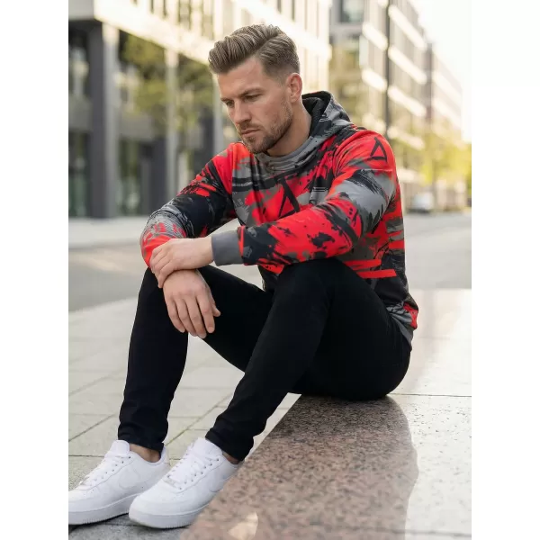  Pánska prémiová mikina ALTISPORT VOJ/ALM014MI01 ČIERNA A ČERVENÁ 