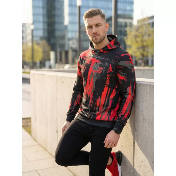  Pánska prémiová mikina ALTISPORT VOJ/ALM010MI01 ČIERNA A ČERVENÁ 