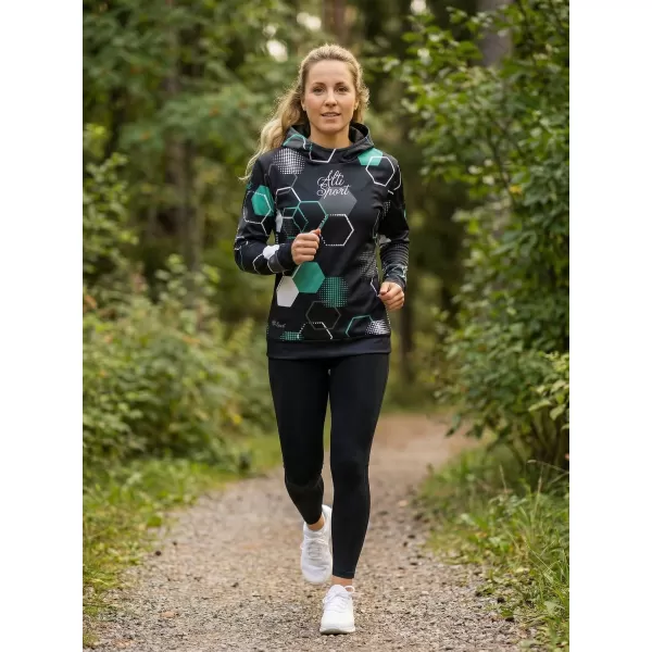  Dámska funkčná mikina premium ALTISPORT VOJ/ALW037MI01 ČIERNA/TYRKYSOVÁ 