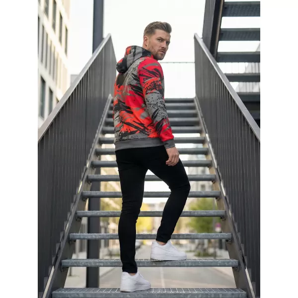  Pánska prémiová mikina ALTISPORT VOJ/ALM014MI01 ČIERNA A ČERVENÁ 