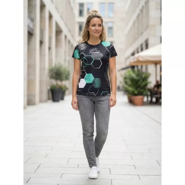  Dámske funkčné tričko premium ALTISPORT VOJ/ALW037TR01 ČIERNA/TYRKYSOVÁ 