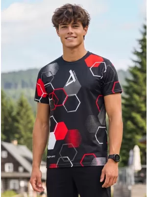 Pánske funkčné tričko premium ALTISPORT VOJ/ALM037TR01 ČIERNOČERVENÁ