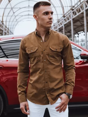 Pánska košeľa DSTREET DX2580 KARAMEL